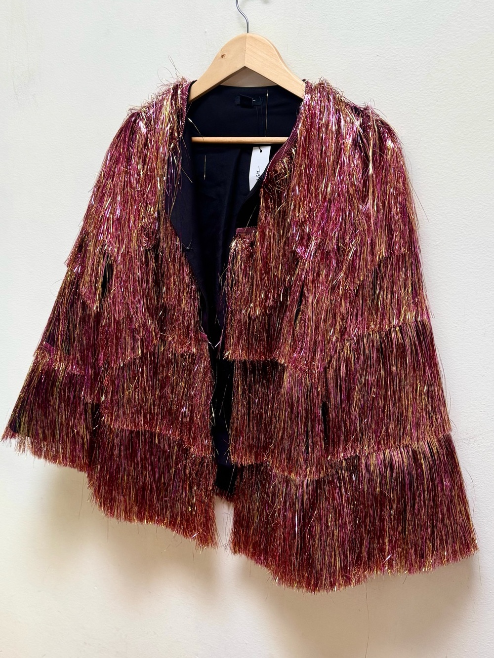 NastyGal *NEW* Metallic Pink Tinsel Fringe Party Jacket - Picture 8 of 15